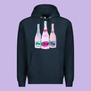 Pop Clink Fizz Champagne Bubbly Premium Hoodie Designed By Maliassmallbusiness