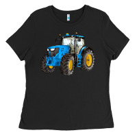 Western Farm Tractor Blue Ladies Tee | Teevron
