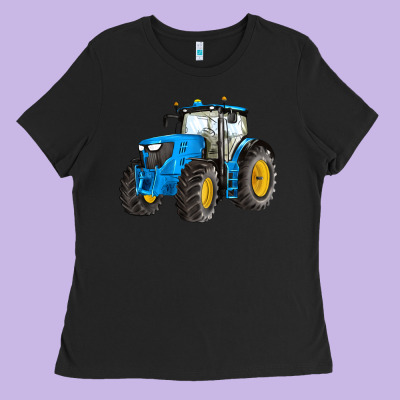 Western Farm Tractor Blue Ladies Tee Designed By Artiststas