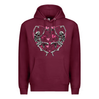 Burgundy valentines day skeleton Premium Hoodie - MaliasSmallBusiness