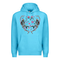 Ocean Blue valentines day skeleton Premium Hoodie - MaliasSmallBusiness