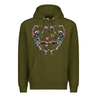 Army Green valentines day skeleton Premium Hoodie - MaliasSmallBusiness