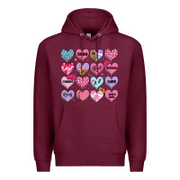 Burgundy valentines candy hearts Premium Hoodie - MaliasSmallBusiness