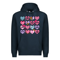 Navy valentines candy hearts Premium Hoodie - MaliasSmallBusiness
