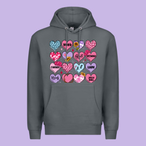 Valentines Candy Hearts Premium Hoodie Designed By Maliassmallbusiness