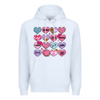 White valentines candy hearts Premium Hoodie - MaliasSmallBusiness