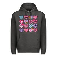 Charcoal Heather valentines candy hearts Premium Hoodie - MaliasSmallBusiness