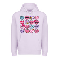 Lilac valentines candy hearts Premium Hoodie - MaliasSmallBusiness