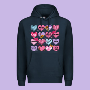 Valentines Candy Hearts Premium Hoodie Designed By Maliassmallbusiness