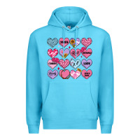 Ocean Blue valentines candy hearts Premium Hoodie - MaliasSmallBusiness