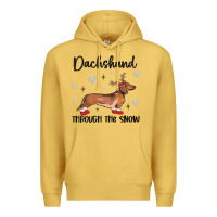 Antique Gold dachshund through the snow Premium Hoodie - MaliasSmallBusiness