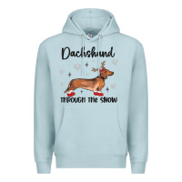 Blue Mist dachshund through the snow Premium Hoodie - MaliasSmallBusiness