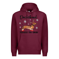 Burgundy dachshund through the snow Premium Hoodie - MaliasSmallBusiness