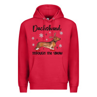 Cardinal dachshund through the snow Premium Hoodie - MaliasSmallBusiness