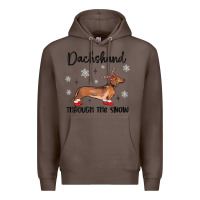 Coffee dachshund through the snow Premium Hoodie - MaliasSmallBusiness