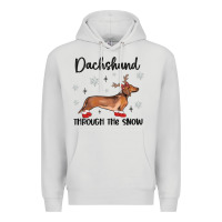 Dove Grey dachshund through the snow Premium Hoodie - MaliasSmallBusiness