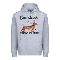 Heather Grey dachshund through the snow Premium Hoodie - MaliasSmallBusiness