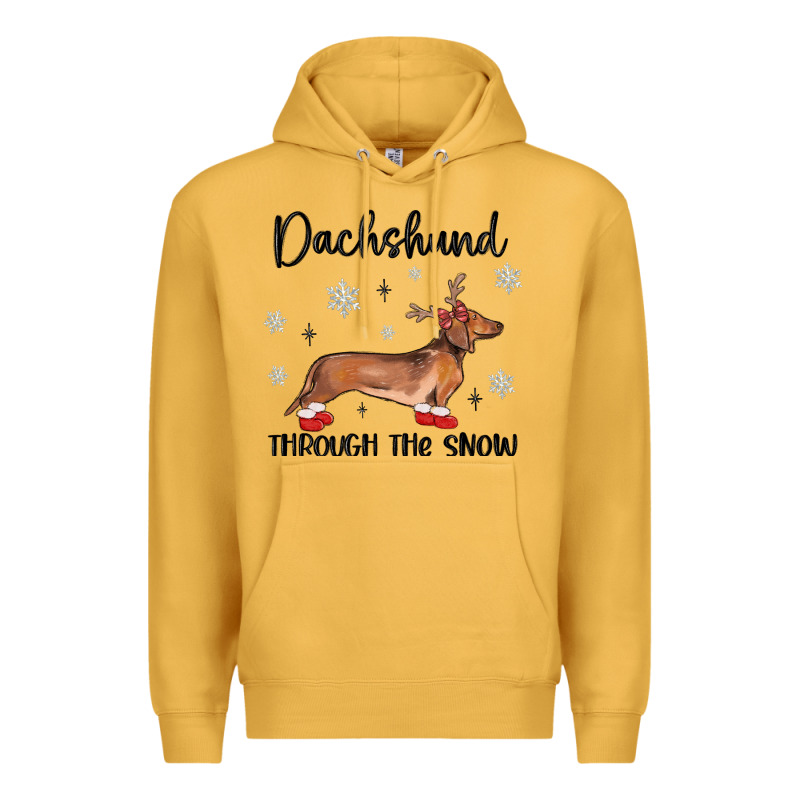 Dachshund Through The Snow Premium Hoodie by MaliasSmallBusiness | Teevron