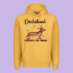 Dachshund Through The Snow Premium Hoodie Designed By Maliassmallbusiness