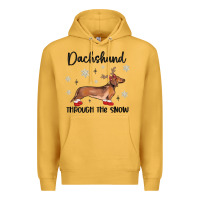 Mustard dachshund through the snow Premium Hoodie - MaliasSmallBusiness