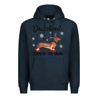 Navy dachshund through the snow Premium Hoodie - MaliasSmallBusiness
