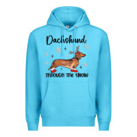 Ocean Blue dachshund through the snow Premium Hoodie - MaliasSmallBusiness