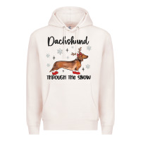 Pale Pink dachshund through the snow Premium Hoodie - MaliasSmallBusiness