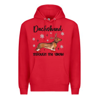Red dachshund through the snow Premium Hoodie - MaliasSmallBusiness