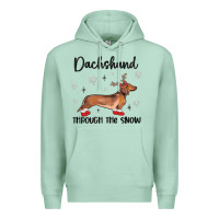 Seafoam dachshund through the snow Premium Hoodie - MaliasSmallBusiness