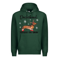 Sports Green dachshund through the snow Premium Hoodie - MaliasSmallBusiness