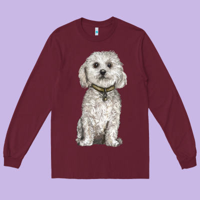 Bichon Frise Dog Long Sleeve Tee Designed By Barkaloodesign