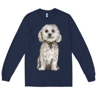 Navy bichon frise dog Long Sleeve Tee - BarkalooDesign