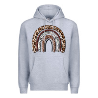 Heather Grey Cheetah rainbow Premium Hoodie - MaliasSmallBusiness