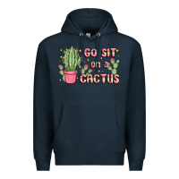 Navy go sit on a cactus Premium Hoodie - MaliasSmallBusiness