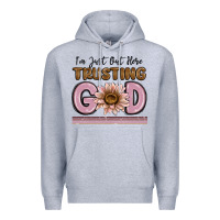 Heather Grey im just out here trusting god Premium Hoodie - MaliasSmallBusiness