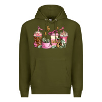 Army Green boss lady coffee cups Premium Hoodie - AdoDesignShop
