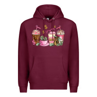 Burgundy boss lady coffee cups Premium Hoodie - AdoDesignShop