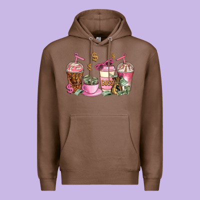 Boss Lady Coffee Cups Premium Hoodie Designed By Adodesignshop