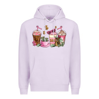 Lilac boss lady coffee cups Premium Hoodie - AdoDesignShop