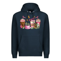 Navy boss lady coffee cups Premium Hoodie - AdoDesignShop