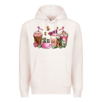 Pale Pink boss lady coffee cups Premium Hoodie - AdoDesignShop