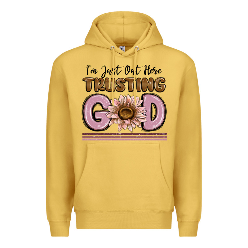 Im Just Out Here Trusting God Premium Hoodie by MaliasSmallBusiness | Teevron