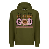 Army Green im just out here trusting god Premium Hoodie - MaliasSmallBusiness