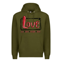 Army Green love all day every day hearts Premium Hoodie - MaliasSmallBusiness