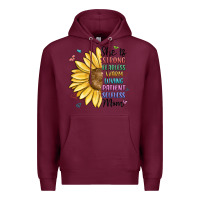 Burgundy she is strong fearless warm loving mom Premium Hoodie - MaliasSmallBusiness