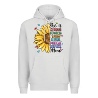 Dove Grey she is strong fearless warm loving mom Premium Hoodie - MaliasSmallBusiness