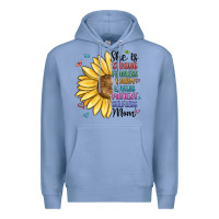 Colony Blue she is strong fearless warm loving mom Premium Hoodie - MaliasSmallBusiness