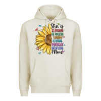Oatmeal Heather she is strong fearless warm loving mom Premium Hoodie - MaliasSmallBusiness