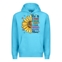 Ocean Blue she is strong fearless warm loving mom Premium Hoodie - MaliasSmallBusiness
