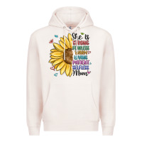 Pale Pink she is strong fearless warm loving mom Premium Hoodie - MaliasSmallBusiness